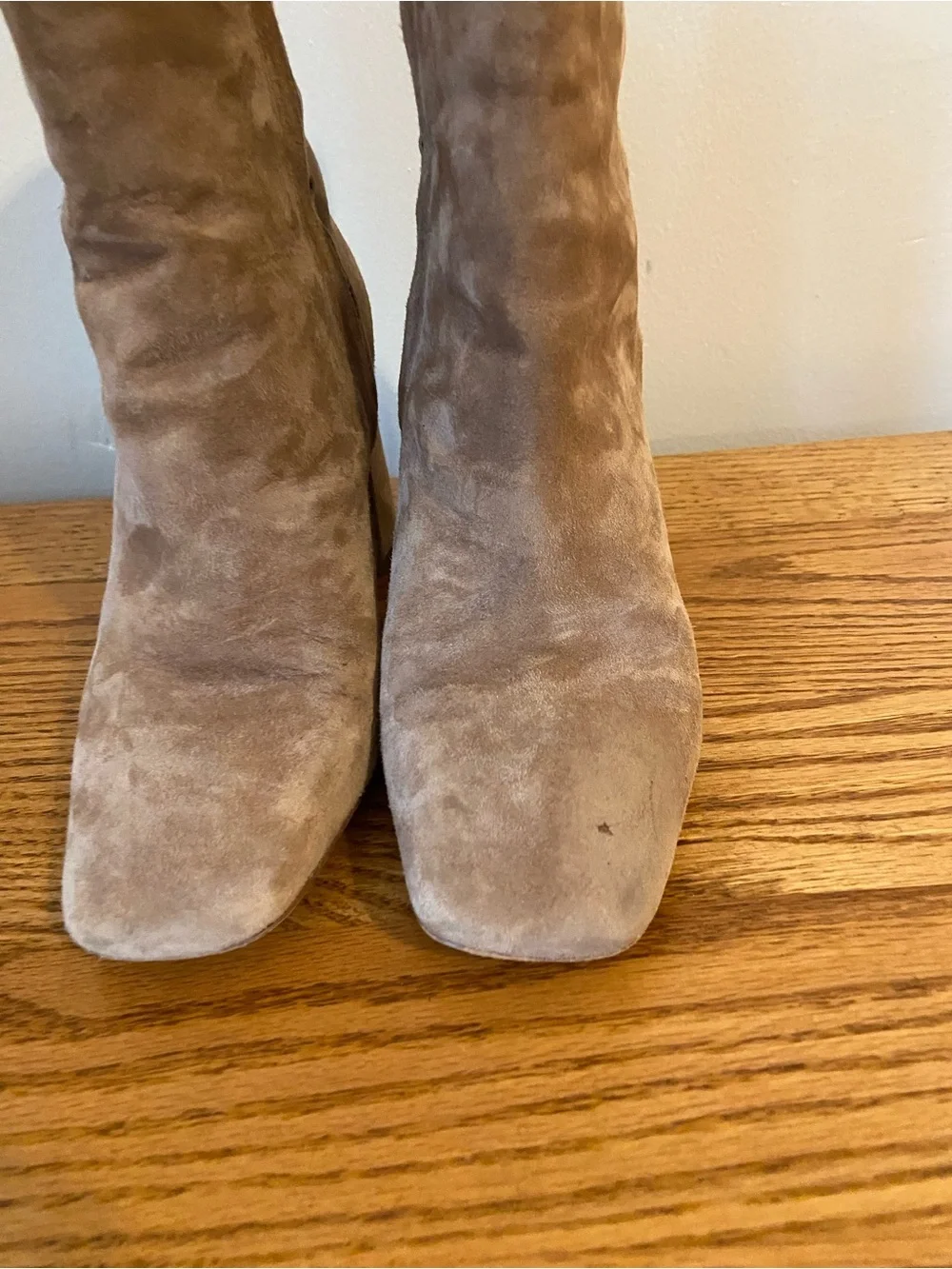 Sam Edelman Taupe tan CODIE 7 W Wide Suede Block Heel Booties soft chunk square